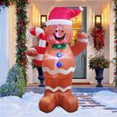 Christmas Gingerbread Inflatable Yard Decoration, 5Ft LED Lighted Self-Inflatabl