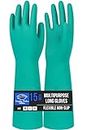 F8WARES 15 Inches long Heavy-Duty Chemical Acid Resistant Nitrile Gloves/Rubber Hand Gloves for Industrial Safety Construction Gardening Kitchen Cleaning Dish Washing Gloves (XL Pack of 1)