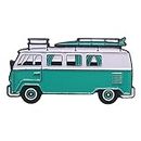 VW Surf Van Bus Happy Camper Aqua Enamel Lapel Pin 1.5"