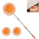 360 Rotatable Adjustable Cleaning Mop,360° Spin Mop with 2 Coral Velvet Mop Head for Household Floor Cleaning Wall Cleaning Mops (35.43~74.8in)