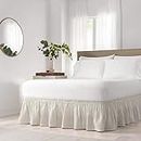 Easy Fit Ruffled Solid Bed Skirt, Poliestere Polyester Blend, Ivory, Queen/King