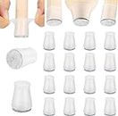 Aneaseit Chair Leg Floor Protectors - 1" x 16 pcs Clear - Felt Bottom Silicone Pads for Hardwood Floors & Furniture Feet - Rubber Caps for Chairs - X-Small