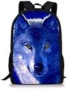 Purple Wolf Print Backpack for Kids Teens Elementary Middle School Durable 17.3 inch