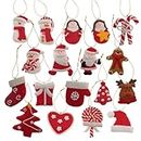 Hvfun Set di ornamenti per albero di Natale, 18 ornamenti unici per le vacanze, materiale argilla, affascinante set di ornamenti natalizi rossi e bianchi, set di ornamenti da appendere per le