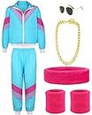 Costume des années 80 pour homme, veste, pantalon, costume pour les années 80, accessoire des années 90, 80, tenue des années 80, tenue de fête des fesses, bouton de bain, tenue carnaval(XL)
