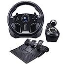 Superdrive - GS850-X racing steering wheel with manual shifter, 3 pedals, paddle shifters for Xbox Serie X/S, PS4, Xbox One, (programmable)