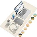 Giecy Desk Mat, Double-Sided Desk Protector Pad, Extended Large & Waterproof & Non-Slip Computer Laptop Keyboard Mouse Pads Writing Mat for Home Office Gaming Working Decor (Beige, 80 x 40 cm)