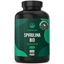 Spirulina Biologica - 600 compresse BIO 500 mg - 4.000 mg di dosaggio elevato - Ricca di ficocianina e proteine - Alga Spirulina pura - Analizzata in Italia e confezionata in Germania da TRUE NATURE