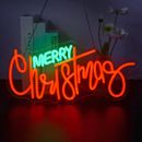 Merry Christmas Neon Sign - Red Green Led Sign 10 Dimmable Neon Signs for Wall D