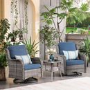 Lark Manor™ Guillen 3 Piece Rattan Seating Group w/ Cushions in Gray/Blue | Outdoor Furniture | Wayfair 9BB532295C1C4CFE8A0E4F90B18D99B0