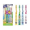 GuruNanda Kids Toothbrush with Suction Cup & Fun Animal Designs - Soft Bristles for Bright Smiles and Healthy Teeth & Gums - Non-Slippery & Mess-Free Toothbrush, Suitable for Ages 3-10 - 4 Count