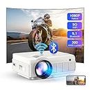 Projector, YEZMEK Native 1080P 15000 Lumen Full HD Projector 5G WiFi and Bluetooth, Mini Portable Outdoor Projector 4K Supported, Movie Projector for TV Stick Smartphone Tablet Laptop HDMI USB AV.