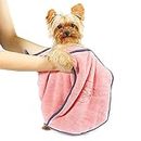 IIZ Dogs Towel, Small Dog Towels for Drying Dogs and Cats,AbsorbenTowel with Hand Pockets, Bath Quick Drying Towel for Small & Medium Pets (Pink)