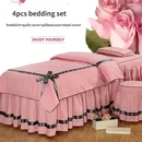 4pcs Butterfly Beauty Salon Bedding Sets Massage Spa Full Cover Bedskirt Pillowcase Stool Cover