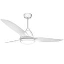 GLITI Ceiling Fan with Lighting and Remote Control, Lamp with Fan Flat 52 Inches AC, Quiet 3 Blades Ceiling Fan with Lights Led 24W for Bedroom Living Room, White (FYD-3518)