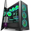 KEDIERS PC Case- Pre-Install 7 PWM ARGB Cases Fans, E-ATX Mid Tower Gaming Case with Opening Tempered Glass Side Panel Door, Mesh Computer Case,Black,C710