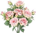 KOSHIFU 6 Pezzi Fiori Finti da Esterno Interno Pink Rosa Piante Artificiali Bouquet Decorazioni Fiori di Seta Composizioni per Vaso Balcone Cimitero Matrimonio Centrotavola Giardino Ufficio