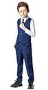 Yuanlu Toddler Suits for Boys Wedding Suit Dress Shirt Navy Blue Vest and Pants Sets with Tie Size 14