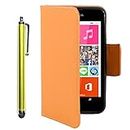ebestStar - compatible with Nokia Lumia 530 Case Wallet Case PU Leather Flip Cover with Card Slot Holder + Stylus, Orange [Lumia 530: 119.7 x 62.3 x 11.7mm, 4.0'']