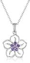 Amazon Essentials Sterling Silver Genuine African Amethyst Flower Pendant Necklace, 18" (previously Amazon Collection)