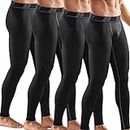 HOPLYNN 4 Pack Compression Pants Tights Leggings Men, Winter Baselayer for Running Workout Sports Yoga-4 Black-2XL