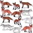 12 Pieces Fox Toy Figures Set Realistic Arctic Fox Red Foxes Animal Figures Jungle Animal Fox Playset Cake Topper Party Favors Educational Toy Christmas Birthday Supplies