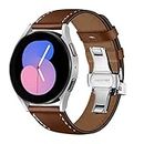 Leather Band for Samsung Galaxy Watch 3 Band 45mm/Gear S3 Frontier/Gear S3 Classic/Galaxy Watch 46mm for HUAWEI Watch GT 2/2 Pro/3/3 Pro 46mm, Women Men 22mm Leather Strap, Silver Buckle,Brown
