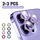 For iPhone 14 13 12 11 Pro Max Glitter Camera Lens Tempered Glass Protector Case