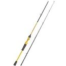 Sougayilang 2Pc Fishing Rod, Spinning Rod and Casting Rod Fishing Bass Freshwater-Yellow-2.1m-Casting