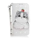 MojieRy Phone Cover Wallet Folio Case for Apple iPhone 5S, Premium PU Leather Slim Fit Cover for iPhone 5S, 2 Card Slots, Fitting Cover, Cute Cat