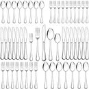 40 Piece Silverware Set, Wildone Stainless Steel Flatware Utensils Service for 8, Include Knives/Forks/Spoons, Mirror Polished, Dishwasher Safe