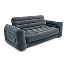 INTEX 66552EP Inflatable Pull-Out Sofa: Built-in Cupholder, Velvety Surface, 2-in-1 Valve, Folds Compactly 80" x 91" x 26", Grey