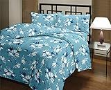 Shopbite Blue White Flowers Print Singal Bed Reversible AC Blanket | Dohar (Microfiber,Blue)