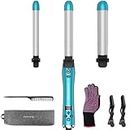 3 in 1 Auto Rotating Hair Curling Wand - IAMFINE Automatic Rotating Curling Iron with Interchangeable Ceramic Barrels(0.75", 1", 1.25"), Instant Heat Up Hair Curler, Adjustable Temp Hair Styling Tools for Beach Waves