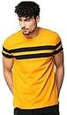 AELOMART Men's Cotton T-Shirt (Mustard, Large)