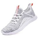 ALEADER Women's Energycloud Slip On Walking Shoes Pure Running Shoes for Gym Workout Treadmill Running Errands White Gray Size 7.5 US