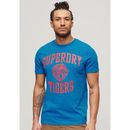 Kurzarmshirt SUPERDRY "SD-TRACK & FIELD ATH GRAPHIC TEE" Gr. XXXL, blau (super denby) Herren Shirts T-Shirts