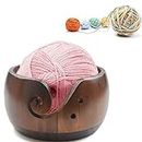 Joyeee Wooden Yarn Bowls for Knitting, Handmade Yarn Storage Bowl for DIY Crocheting Home Decor, Home Needlework Yarn Holder Accessories Kit for Women, Large Wool Woven Round Bowl, 6 * 3.1 Inch