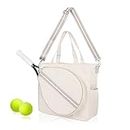 Mini Momo Tennis Bag Racket Tote Sports Racquet Bag - Tennis Bags for Women, Unisex Badminton, Squash Case Stripe Shoulder Strap (Gold Light Blue)