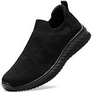 STQ Trainers Womens Slip on Shoes Memory Foam Comfortable Nurse Shoes with Arch Support All Black 5.5UK