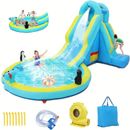Water Park, Inflatable Water Slide, Bounce House with Slide, Paddling Pool