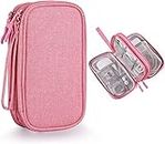 Travel Cord Organizer, Travel Accessories Pouch Case for Small Electronics & Tech (Pink)