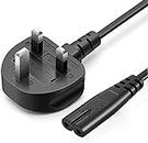 2 Pin Mains Power Lead,Fig Figure 8 Cable,1.2 meter UK Power Cable,Compatible with PS4, Xbox One S/X, LED LCD Smart TV Monitor, Pixma, Printer, Surface Laptop Charger