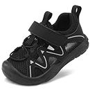 JOINFREE Boy and Girl School Sneakers Lightweight Non-Slip Walking Shoes Toddlers Athletic Sports Shoes Black 6 Toddler