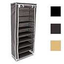 Relaxdays Organising Wardrobe Fits 36 Pairs of Shoes in 3 Colours Storage Solution, Steel, Black, 151 x 60 x 30 cm