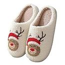 ELicna 2023 Christmas Slippers for Women - Cute Fuzzy Plush Womens House Shoes Slippers - Soft Warm Winter Indoor Cotton Slippers