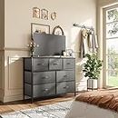 MUTUN 7-Drawer Dresser, Fabric Storage Dresser for Bedroom, Closet, Entryway, Tall Chest Organizer Unit with Fabric Bins, Sturdy Frame, Easy Pull Handles & Wooden Top, Black