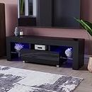 Vida Designs Luna LED TV 1 Cassetto Modern Gloss Matte MDF Mobile Living Room Cabinet Media Stand Furniture RGB Light Black, Pannello truciolare, Nero, H 45 x L 130 x P 35 cm Circa