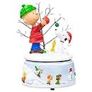 Charlie Brown and Snoopy Snowy White Glitter 7 x 5 Resin Holiday Musical Figurine