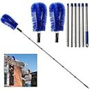 LAIAMER Gutter Cleaning Tools from The Ground, 8.2ft Gutter Cleaner with 2 Gutter Cleaning Brush, Roofing Tool Rain Gutter Guard Cleaner Tool, Easy Remove Leaves and Debris from The Ground(Blue)